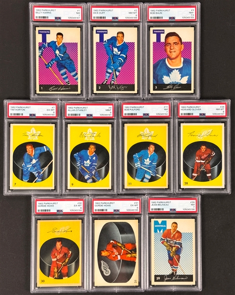 1962 Parkhurst Hockey Complete Set (54) Incl. 10 PSA-Graded Cards Plus 16 Extras