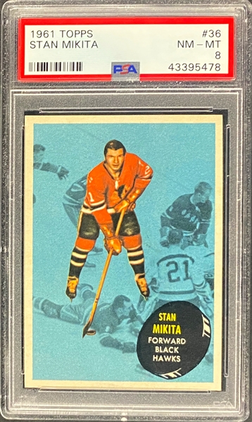 1961 Topps Hockey #36 Stan Makita - PSA NM-MT 8