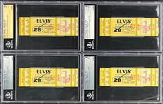 Four Consecutive Elvis Presley FULL Tickets from August 28, 1977, Concert at The Mid-South Coliseum ALL Graded MINT 9 by Beckett