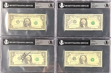 Football Hall of Famer Signed $1 Dollar Bill Collection (8) (ALL Encapsulated by Beckett Authentic)