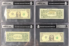 Football Hall of Famer Signed $1 Dollar Bill Collection (8) (ALL Encapsulated by Beckett Authentic)
