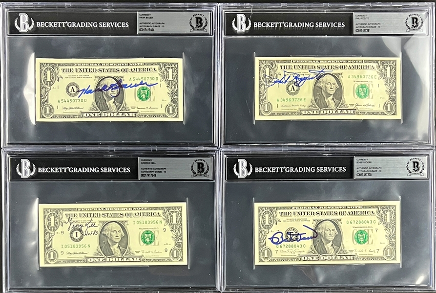 Baseball Hall of Famer GEM MINT 10 Signed $1 Dollar Bill Collection (8) (ALL Encapsulated by Beckett Authentic)