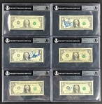 Baseball Hall of Famer Signed $1 Dollar Bill Collection (10) (ALL Encapsulated by Beckett Authentic)