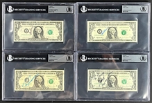 Baseball Hall of Famer Signed $1 Dollar Bill Collection (10) (ALL Encapsulated by Beckett Authentic)
