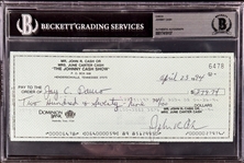 Johnny Cash Signed "Johnny Cash Show" Check to Touring Production Manager (Encapsulated Beckett Authentic)