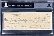 John Lee Hooker Signed Check for "Studio Time" (Encapsulated Beckett Authentic)