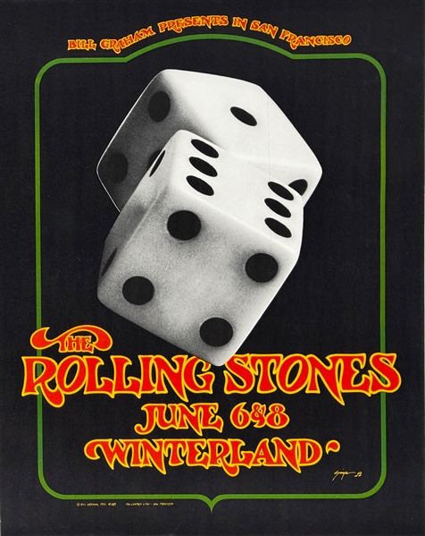 1972 Rolling Stones "Tumbling Dice" BG-289 FIRST PRINTING Bill Graham - June 6 & 8, 1972, Winterland