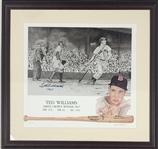 Ted Williams 1947 Signed Triple Crown Artwork in Framed Display (Beckett Authentic)