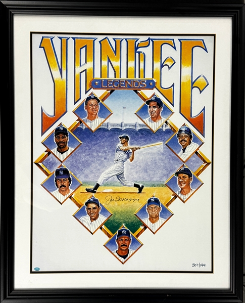 Joe DiMaggio Signed "Yankee Legends" LE Lithograph (507/1941) in Framed Display 