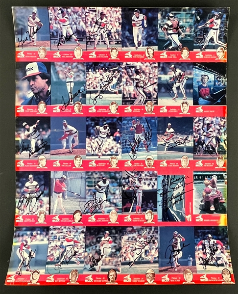 1985 Coca Cola Chicago White Sox Signed Complete Set on Uncut Sheet (Beckett Authentic)