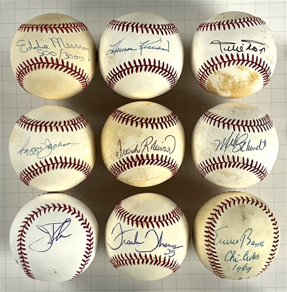 500 Home Run Hitters Single Signed Baseballs (9) Incl. Willie Mays, Reggie Jackson and Others (Beckett Authentic)
