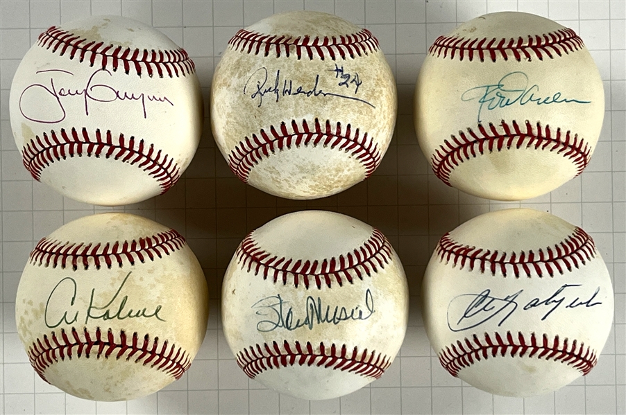 3000 Hit Club Single Signed Baseballs (6) Incl. Tony Gwynn, Stan Musial and Others (Beckett Authentic)