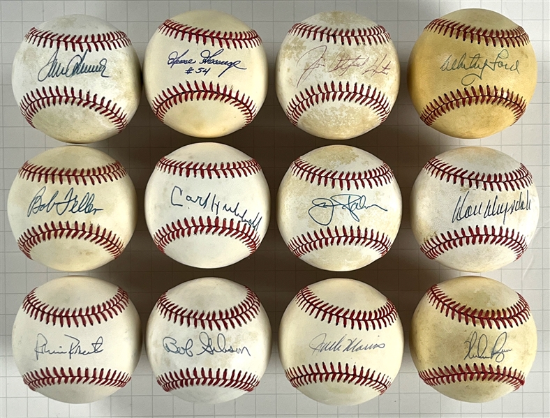 Hall of Fame Pitchers Single Signed Baseballs (13) Incl. Nolan Ryan, Tom Seaver and Others (Beckett Authentic)