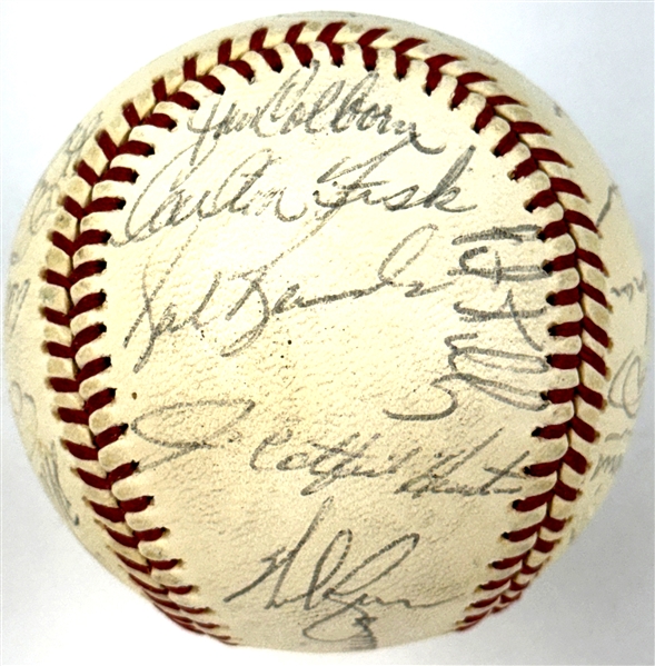 1973 American League All-Star Game Team Signed Baseball Incl. "Catfish" Hunter, Nolan Ryan, Thurman Munson (27 Signatures) (Beckett Authentic)