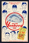 1960 New York Yankees Scorecard and Ticket Stub from June 8, 1960, with Mantle and Maris HRs