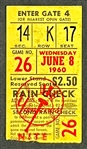 1960 New York Yankees Scorecard and Ticket Stub from June 8, 1960, with Mantle and Maris HRs
