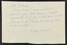 Ziggy Marcell Signed Handwritten Letter Mentioning Jackie Robinson (Beckett Authentic)