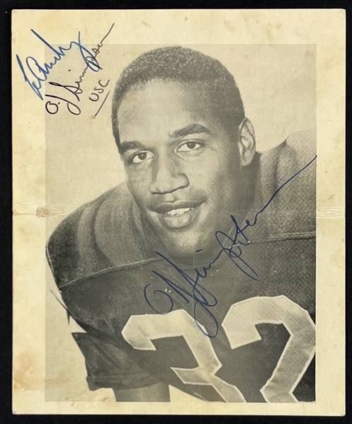 1960s O.J. Simpson Vintage Signed USC Promotional Photo (Beckett Authentic)