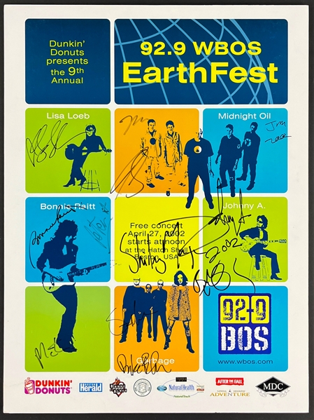 2002 Earthfest Poster Signed by Bonnie Raitt, Shirley Manson (Garbage) and Others (12 Sigs) (Beckett Authentic)