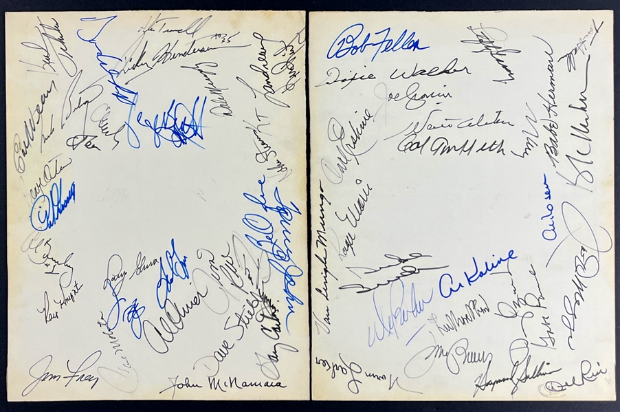 1980 All-Star Game Luncheon Autograph Sheets (2) LOADED with HOFers Incl. Joe DiMaggio, Roger Maris and Others (Beckett Authentic)