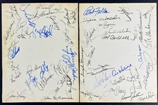 1980 All-Star Game Luncheon Autograph Sheets (2) LOADED with HOFers Incl. Joe DiMaggio, Roger Maris and Others (Beckett Authentic)