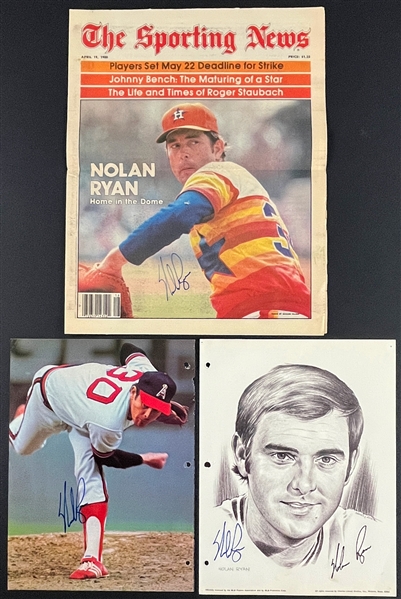 Nolan Ryan Signed Collection (3) (Beckett Authentic)