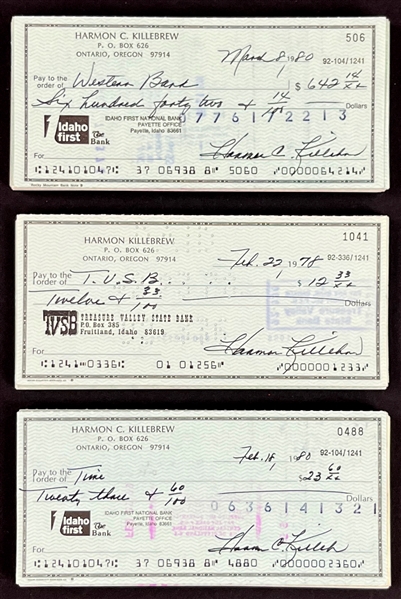 Massive Group of Harmon Killebrew Signed Personal Checks (124) (Beckett Authentic)