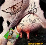 Aerosmith Band-Signed <em>Get a Grip</em> LP Cover Slick - Steven Tyler, Joe Perry, Tom Hamilton, Joey Kramer and Brad Whitford (Beckett Authentic)