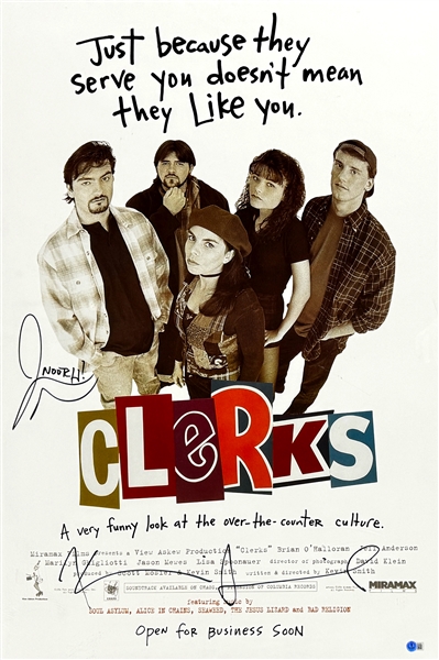 <em>Clerks</em> Signed One Sheet Movie Poster with Kevin Smith and Jason Mewes (Beckett Authentic)