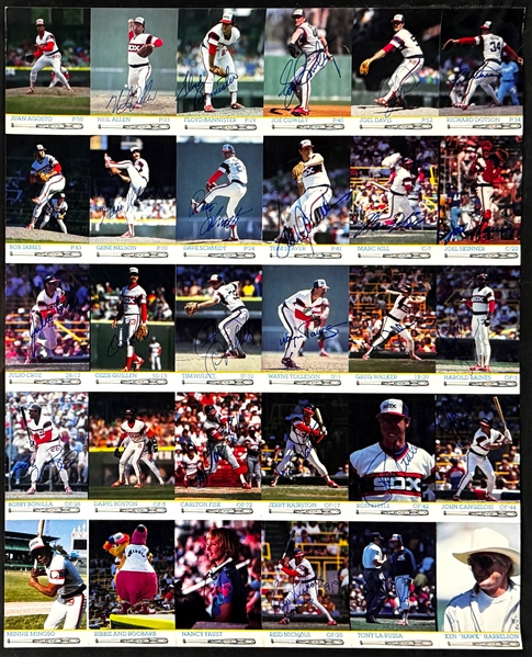 1986 Coca Cola Chicago White Sox Signed Complete Set on Uncut Sheet (Beckett Authentic)