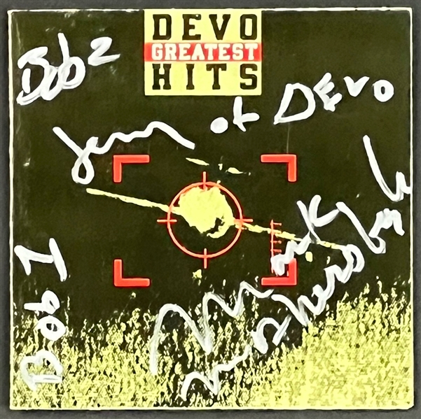 Devo Band Signed CD Cover Incl. Mark Mothersbaugh (Beckett Authentic) 