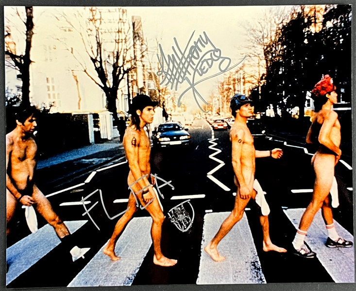 Red Hot Chili Peppers 8x10 "Abbey Road" Photo Signed by Anthony Kiedis and Flea (Beckett Authentic)