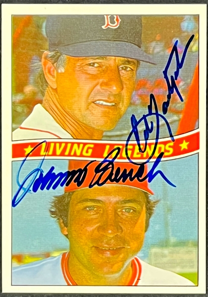 Johnny Bench and Carl Yastrzemski Signed Card (Beckett Authentic)