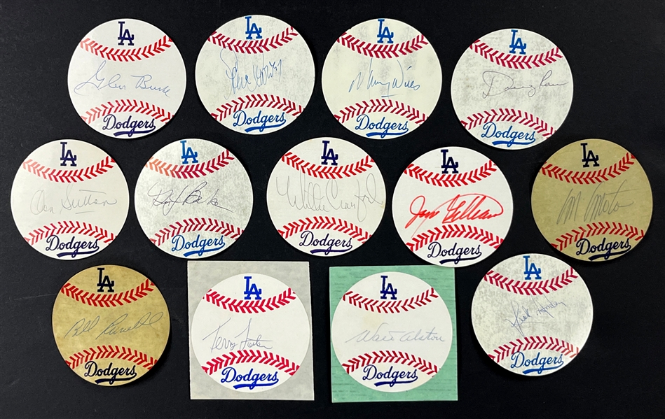 1970s-80s Los Angeles Dodgers Signed Baseball Stickers and Cuts Collection (41) (Beckett Authentic)