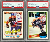 1980 and 1981 Topps Wayne Gretzky PSA Graded Cards (2)