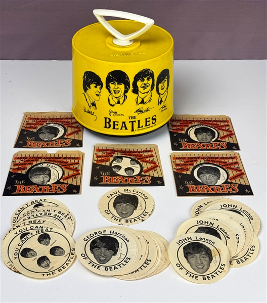 1960s Beatles Memorabilia Incl. "Disk-Go-Case" Record Holder and "Long Eating Licorice Records" Collection