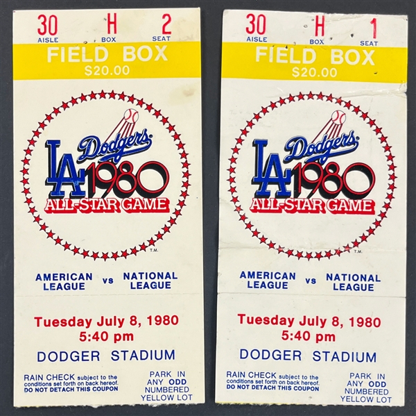 1980 All Star Game Ticket Stubs (2), Programs (2) and Related Dodger Publications  (2) 