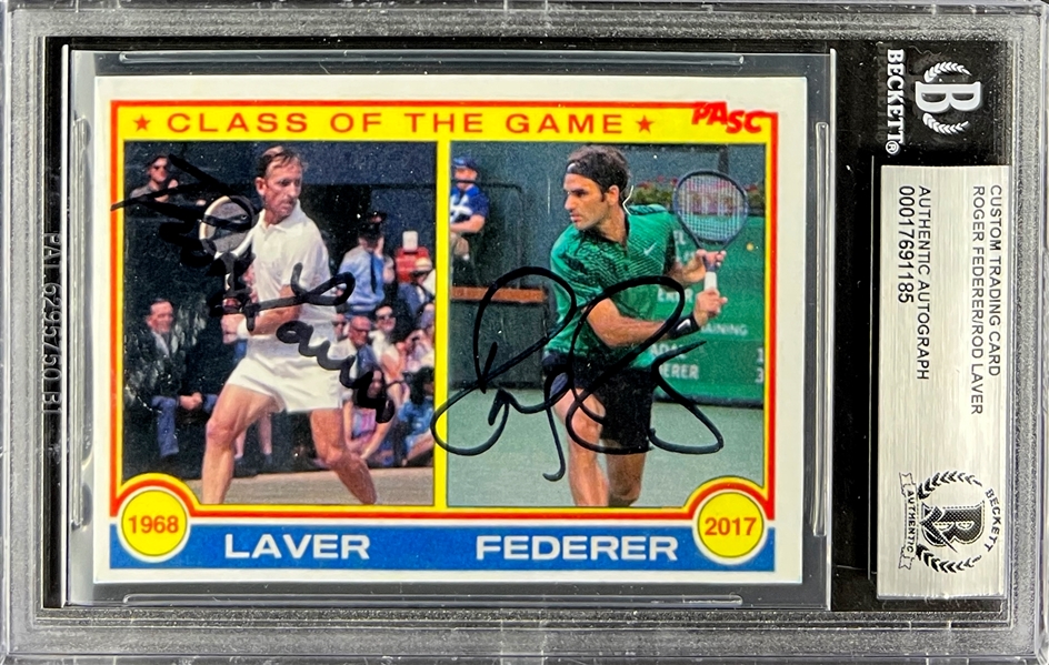 Roger Federer - Rod Laver Signed Custom Card (Encapsulated Beckett Authentic)
