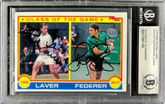 Roger Federer - Rod Laver Signed Custom Card (Encapsulated Beckett Authentic)