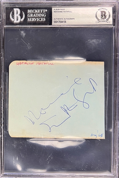 Marianne Faithfull Signed Album Page (Encapsulated Beckett Authentic)