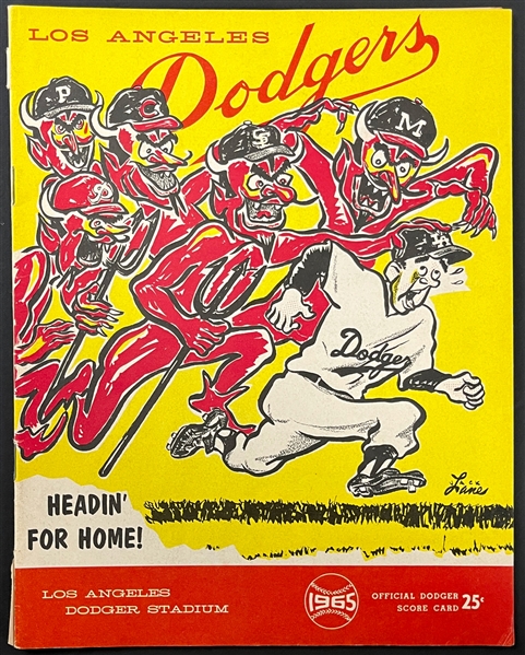 1965 Sandy Koufax Perfect Game Los Angeles Dodgers Score Card
