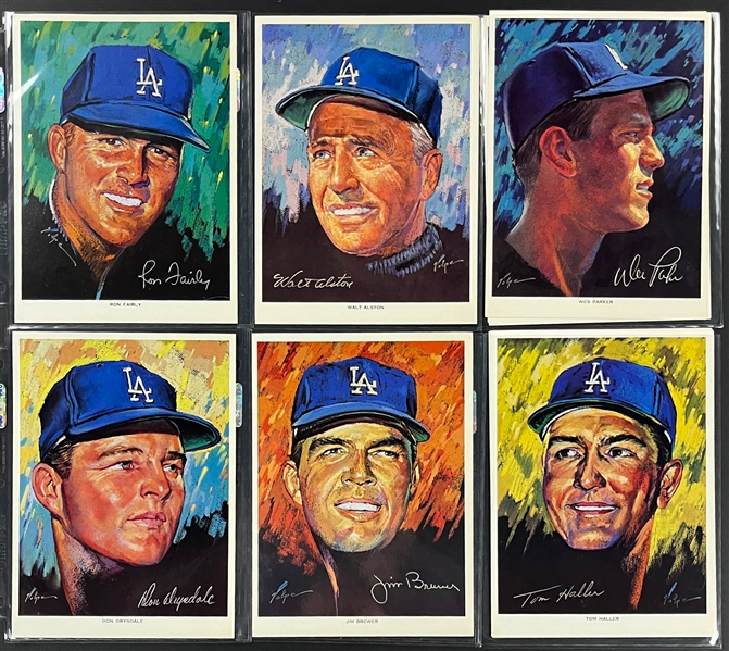1969 Union Oil Volpe Los Angeles Dodgers Portraits Complete Set (13) Plus 12 Extras