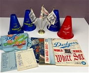1960s-70s Los Angeles Dodgers World Series Souvenirs (11 Pieces) Incl. Rare Desktop Flag Set