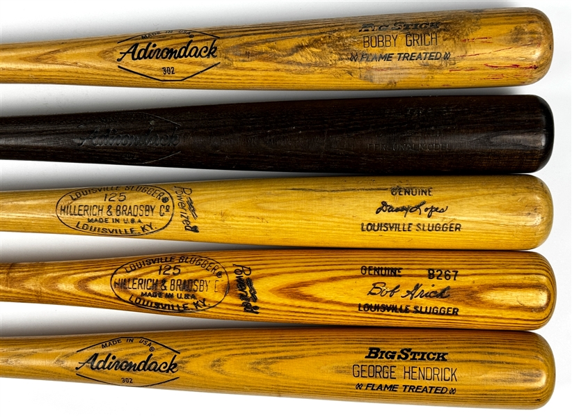 1970s Dodgers and Angels Game Bat Collection (5) Incl. Davey Lopes