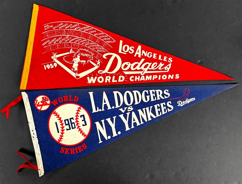 1959-1988 Los Angeles Dodgers World Series Pennant Collection (10)