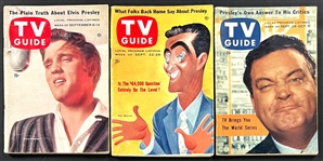 1950s Elvis Presley <em>TV Guide</em> Collection - All Three Issues with His First Appearances on <em>The Ed Sullivan Show</em>