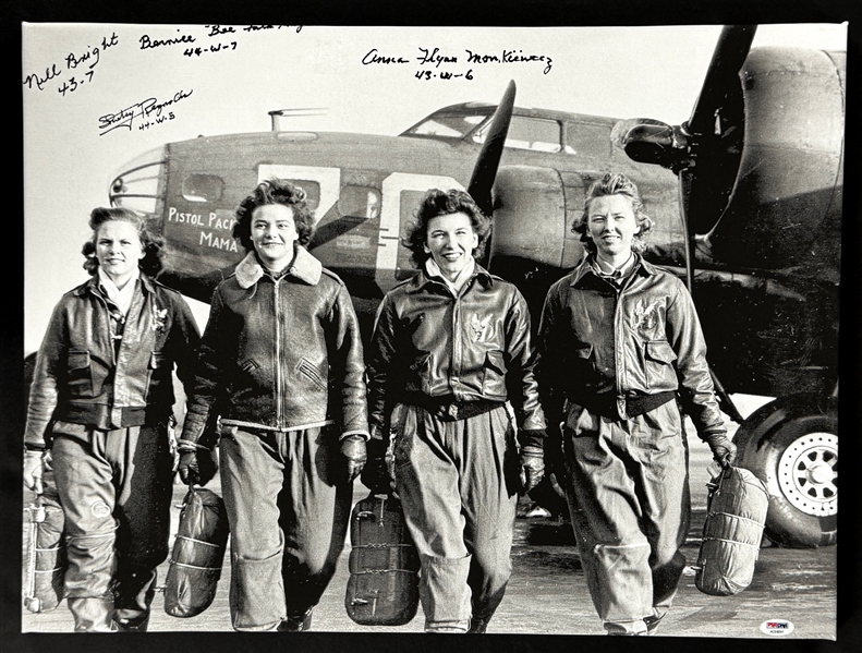 WWII Women Airforce Service Pilots (WASP) Signed 24x18 Canvas Print (PSA/DNA)