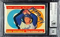 1960 Topps #570 Don Drysdale Signed Card (Auto. Grade 10 - Encapsulated Beckett Authentic)