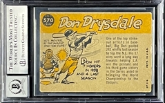 1960 Topps #570 Don Drysdale Signed Card (Auto. Grade 10 - Encapsulated Beckett Authentic)