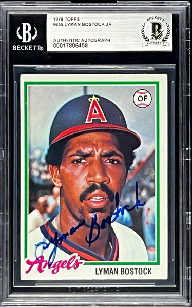 1978 Topps #655 Lyman Bostock Signed Card (Encapsulated Beckett Authentic)